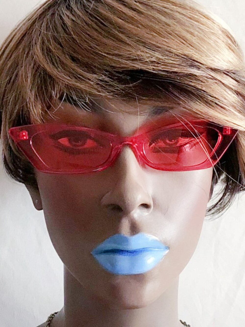 Transparent Red Slim Cat Eye Fashion Sunglasses